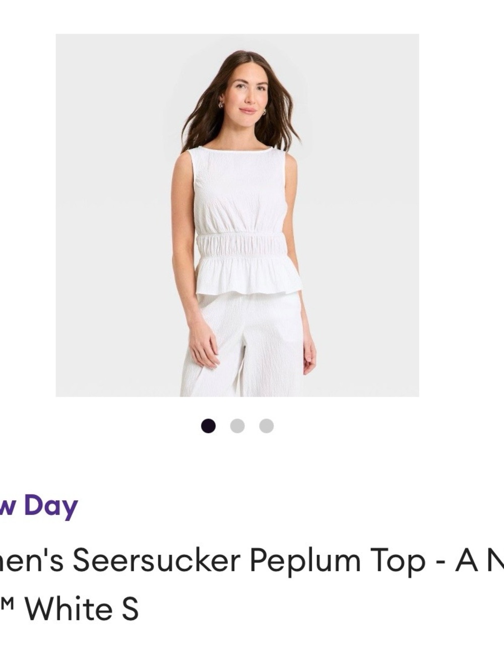 a new day White Seersucker Peplum Sleeveless Top